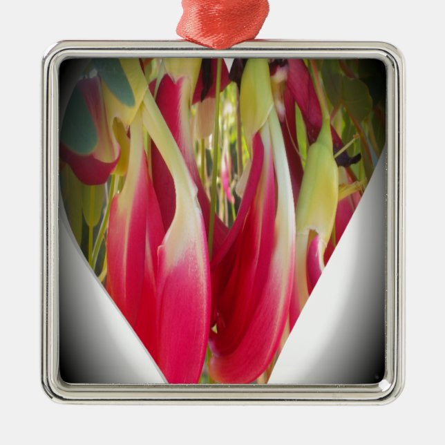 Floral Heart Art Print Metal Tree Decoration (Front)