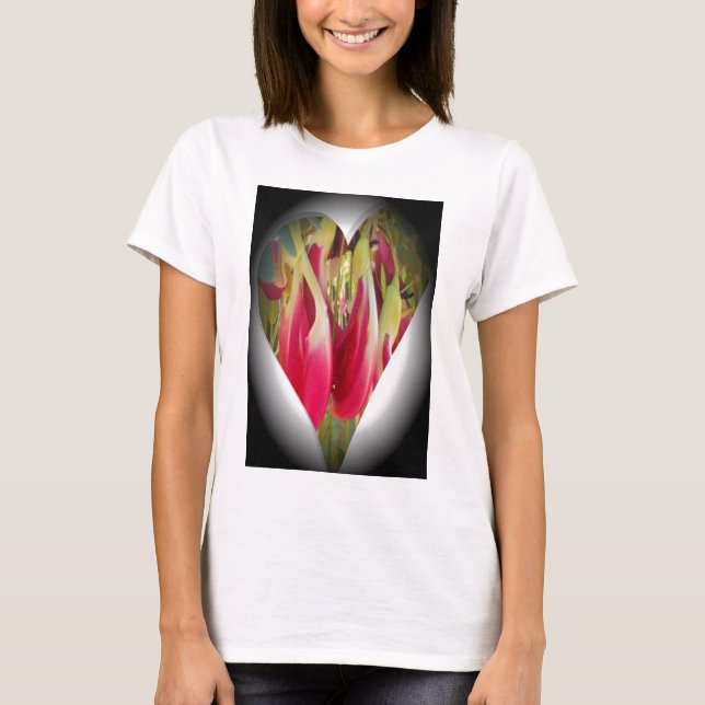 Floral Heart Art Print T-Shirt (Front)