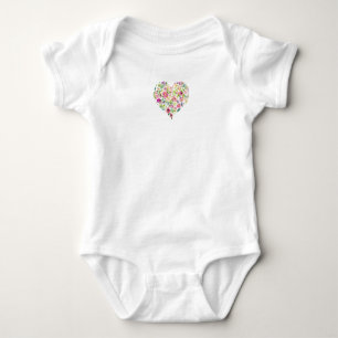 Floral Heart Baby Shower Sweet Pink Mum Love Bodysuit