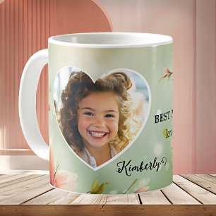 Floral Heart Best Mum Ever Photo Mug