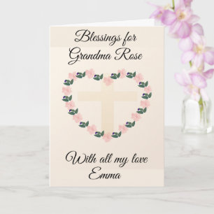 Floral Heart Blessing for a Dear Grandma Card