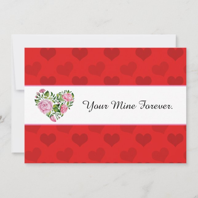 Floral Heart Bouquet Valentine Card (Front)