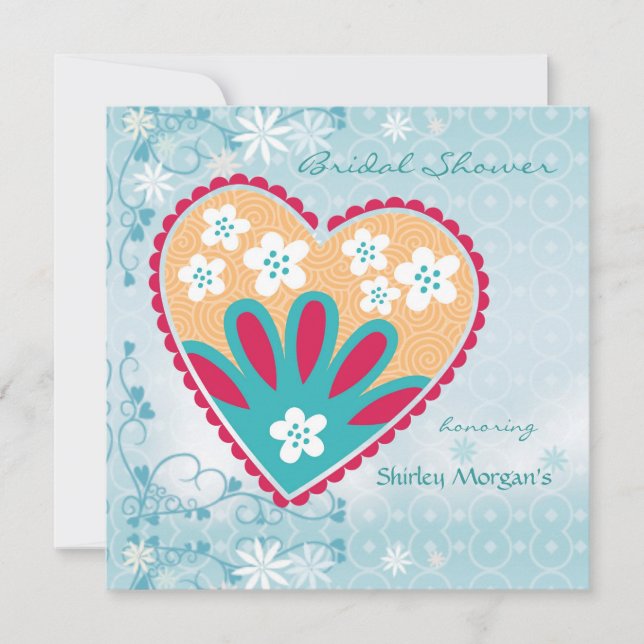 Floral heart Bridal Shower Invitation (Front)
