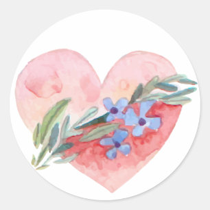 Floral Heart Classic Round Sticker