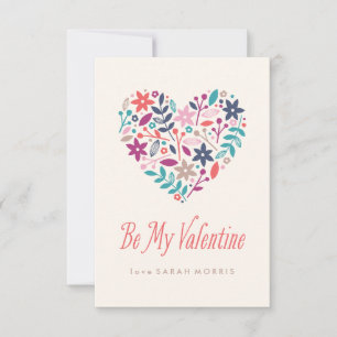 Floral Heart Classroom Valentine Invitation