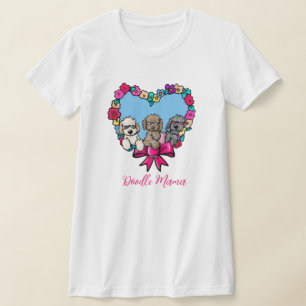 Floral Heart Doodle Dog T-Shirt