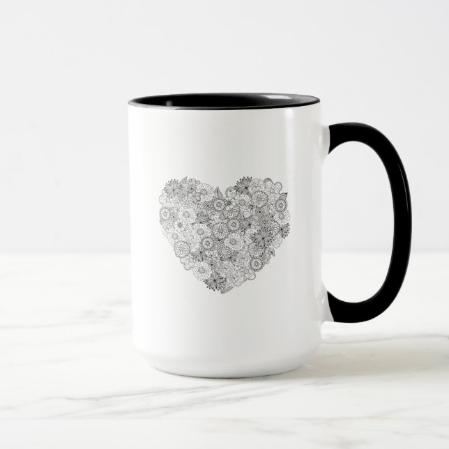 Floral Heart Doodle Mug (Right)