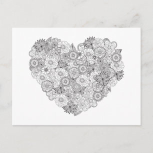 Floral Heart Doodle Postcard