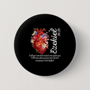 Floral Heart Ezekiel 36_26 Heart Of Flesh Christia 6 Cm Round Badge