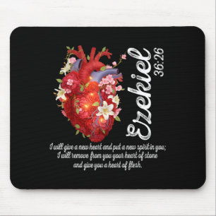 Floral Heart Ezekiel 36_26 Heart Of Flesh Christia Mouse Mat