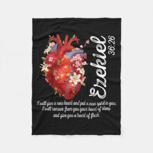 Floral Heart Ezekiel 36 26 Scripture Art Fleece Blanket