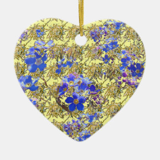 Floral Heart Forget me Not & Primula Ceramic Tree Decoration