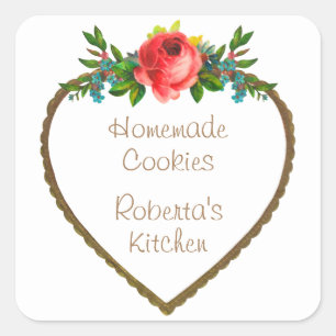 Floral Heart Frame Business Stickers