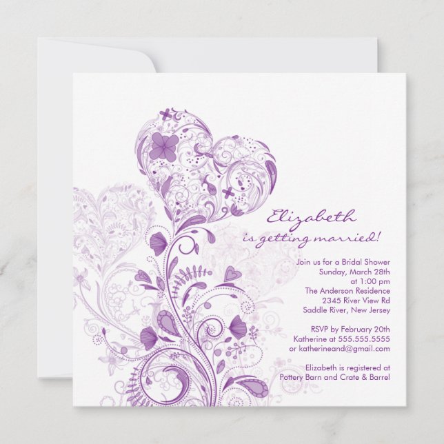 Floral Heart GardenBridal Shower Invitation (Front)