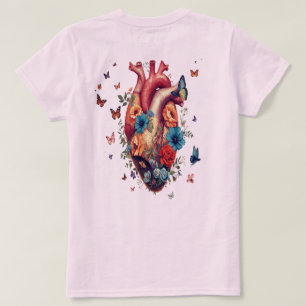 Floral Heart Graphic T-Shirt Artistic Bloom