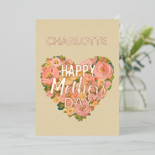 Floral Heart Happy Mother’s Day CustoHoliday Card