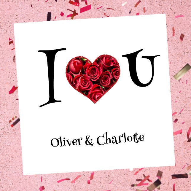 Floral Heart I Love You Red Heart Valentines Day Holiday Card (Creator Uploaded)