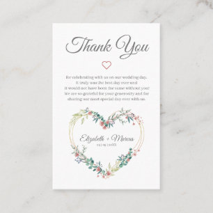 Floral Heart in Pink with Thanks Business Card