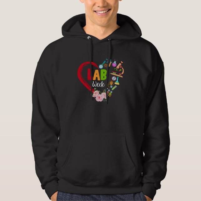 Floral Heart Lab Week 2023 Medical Laboratory Tech Hoodie (Front)