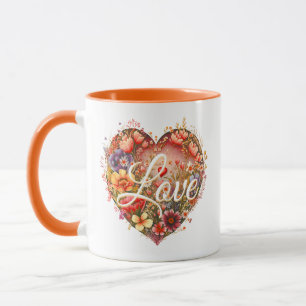 Floral Heart Love Mug