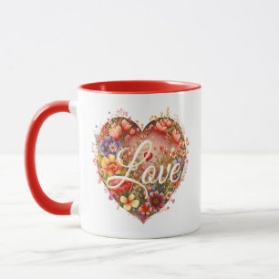 Floral Heart Love Mug