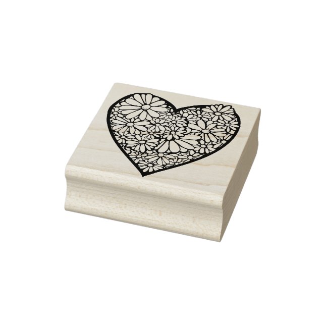 Floral Heart LOVE Rubber Stamp (Stamp)