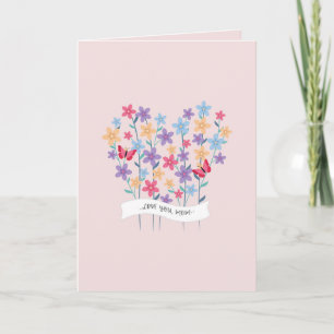 Floral Heart Love you Mum Mother's Day Card