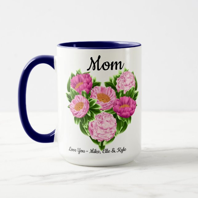 Floral Heart Love You Mum Mug – Mother's Day Gift (Left)
