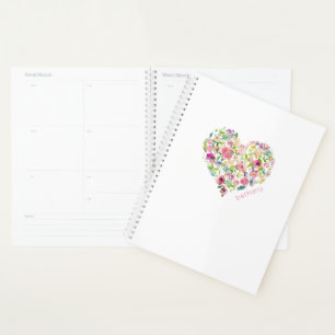 Floral Heart NAME Pink Watercolor Art Love Planner