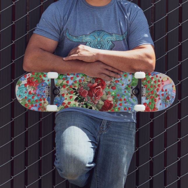Floral Heart on collage Skateboard (Outdoor 3)