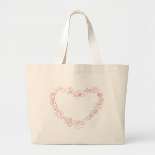 Floral heart outline Tote Bag