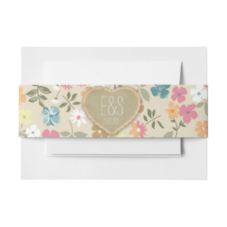 Floral Heart Personalised Invitation Belly Bands Invitation Belly Band