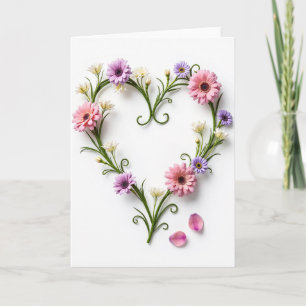 Floral Heart Photo Greeting Card