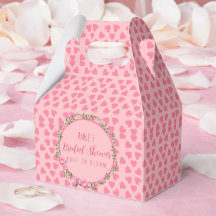 Floral & Heart Pink Bridal Shower Favour Box