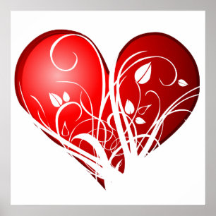 Floral heart poster