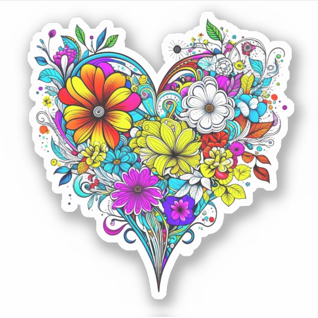 Floral Heart Pretty Colourful (Front)