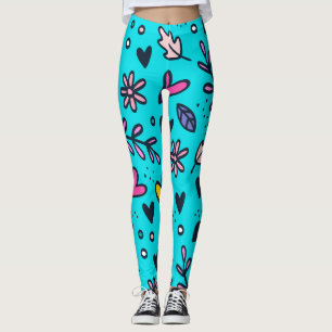 Floral & Heart Print Leggings