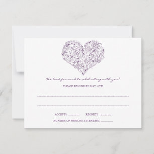 Floral Heart (Purple) RSVP Postcard