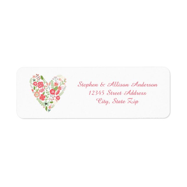 Floral Heart - Return Address Labels (Front)