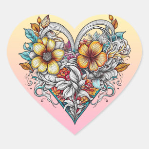Floral Heart Romantic Heart Sticker