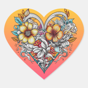 Floral Heart Romantic Heart Sticker