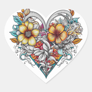 Floral Heart Romantic Heart Sticker