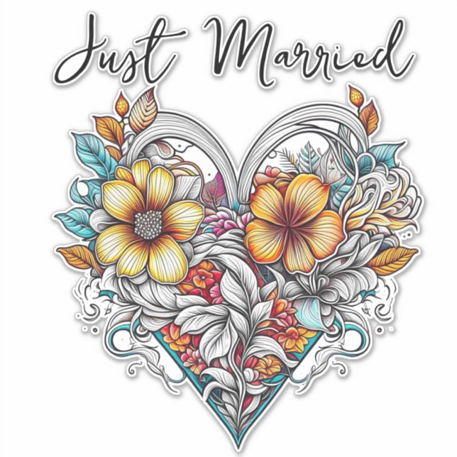 Floral Heart Romantic | Just Married (Front)