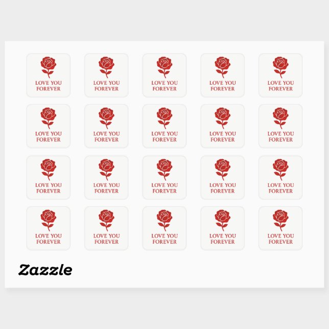 Floral Heart Rose Romantic Valenti Square Sticker (Sheet)