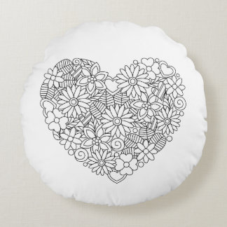 Floral Heart Round Cushion