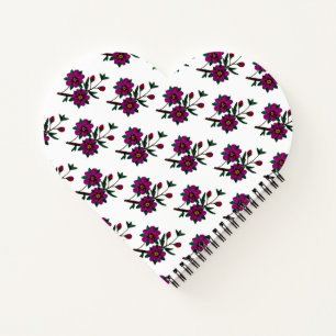 Floral Heart Shaped Spiral Bound Notebook