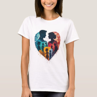 Floral Heart Silhouette - Celebrating Family Unity T-Shirt