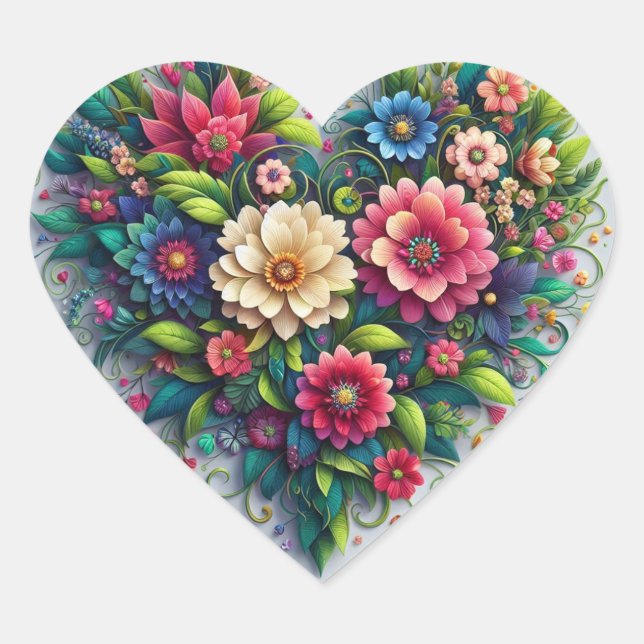 Floral Heart Sticker (Front)