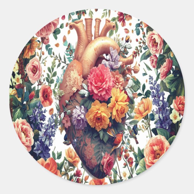 Floral Heart Sticker Artistic (Front)