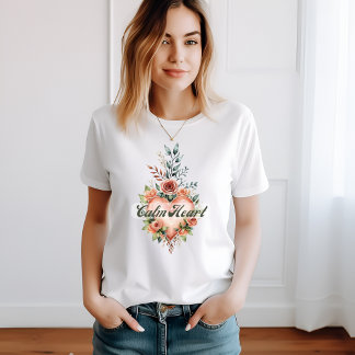 Floral heart T-shirt soothing and elegant